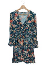 Vestido envolvente ORSAY estampado floral viscosa entallado línea A azul talla 36