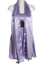 Minivestido Balina lentejuelas brillantes línea A morado negro talla 38