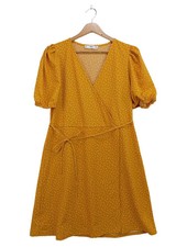Vestido envolvente mujer MNG talla 40 naranja claro blanco estampado de puntos vestido midi