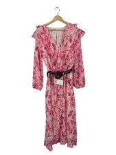 Vestido de cóctel mujer Zara estampado floral rosa talla 40 poliéster nuevo con etiqueta