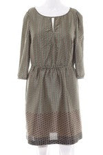 Vestido blusa ZARA BASIC estampado gráfico verde/crema talla 34