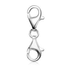MATERIA 925 Plata Doble Mosquetón Mosquetón Cambio Cierre para Pulsera Bead