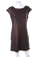 Axara Paris dress Sequins Metallic Effect L dark brown black NEW