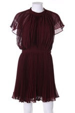 KEEPSAKE Dress Plissé Deep Back Neckline L bordeaux NEW