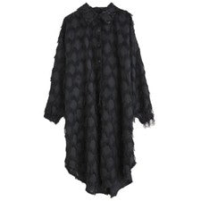 Vestido camisa midi mujer talla grande borlas cuello abotonado manga larga suelto