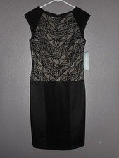 Vestido para mujer LONDON TIMES negro/desnudo de malla talla 8 ¡NUEVO CON ETIQUETAS!