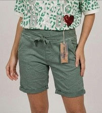❤️ Pantalones Cortos Jogger Melly & Co Hechos en Italia Bermudas Manguera en Caqui
