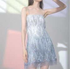 Vestido para mujer dulce de verano estilo elegante con tiras sin mangas falda línea A moda