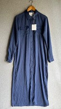 Vestido Camisa L ́Academie Los Angeles Mujer Pequeño Azul Rayas Abotonado Nuevo con Etiquetas