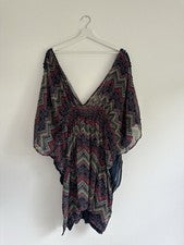 Vestido de encubrimiento Gianni Bini Boho Chevron transparente para mujer talla S/M - estilo festival