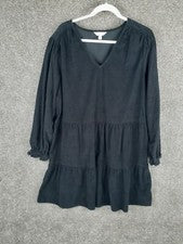 Vestido de pana Time and Tru en capas para mujer XXXL (22) negro manga larga cuello en V nuevo con etiquetas