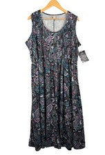 Vestido largo Woman Within tejido floral plisado look lagen cottage core años 90 talla L