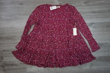 Nuevo Vestido Camisa Para Mujer Threads & States Mediano Borgoña Floral Manga Larga