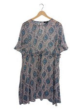 Vestido de verano Lawrence Grey estampado étnico azul rojo talla 40