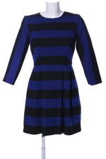 Vestido de cóctel Zara Trafaluc negro-azul estampado de rayas elegante talla 36
