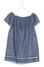 ZARA BASIC Vestido de Verano Mujer Azul Mezcla de Lino Casual Minimalista T. 34