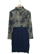 Vestido deportivo Marc Cain mezcla de estampados manga larga vestido informal gris oliva negro 36