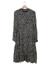 Vestido Second Female manga larga estampado abstracto casual negro blanco talla 40