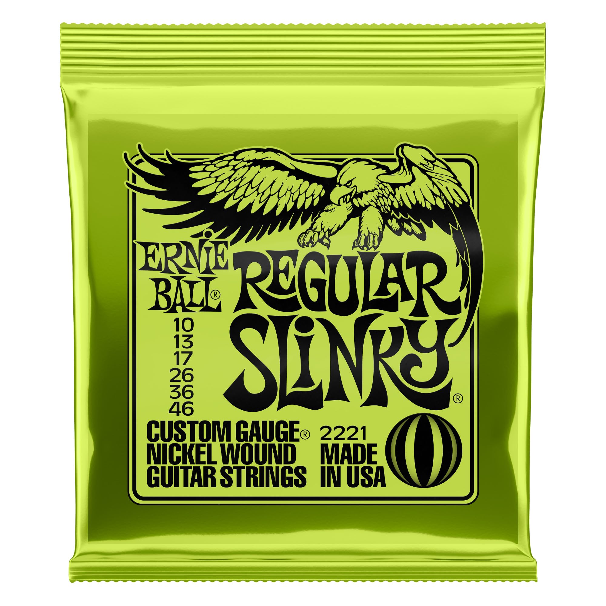 Ernie Ball Regular Slinky - Cuerdas para guitarra eléctrica, entorchado de nÃquel, 1 paquete, calibre 10-46