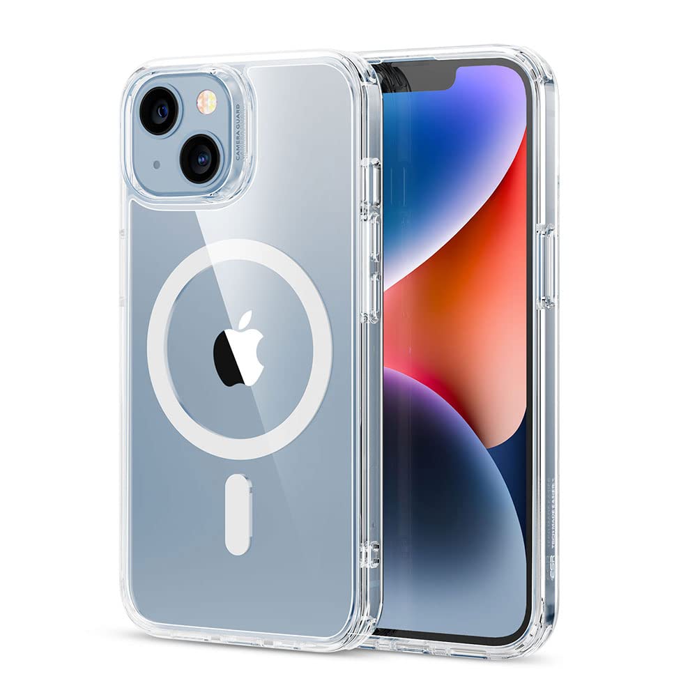 ESR Funda para iPhone 14/iPhone13, Compatible MagSafe, Protección Grado Militar a Prueba Golpes, Funda Magnética para iPhone 14/iPhone13, Funda HÃbrida Classic (HaloLock), Transparente