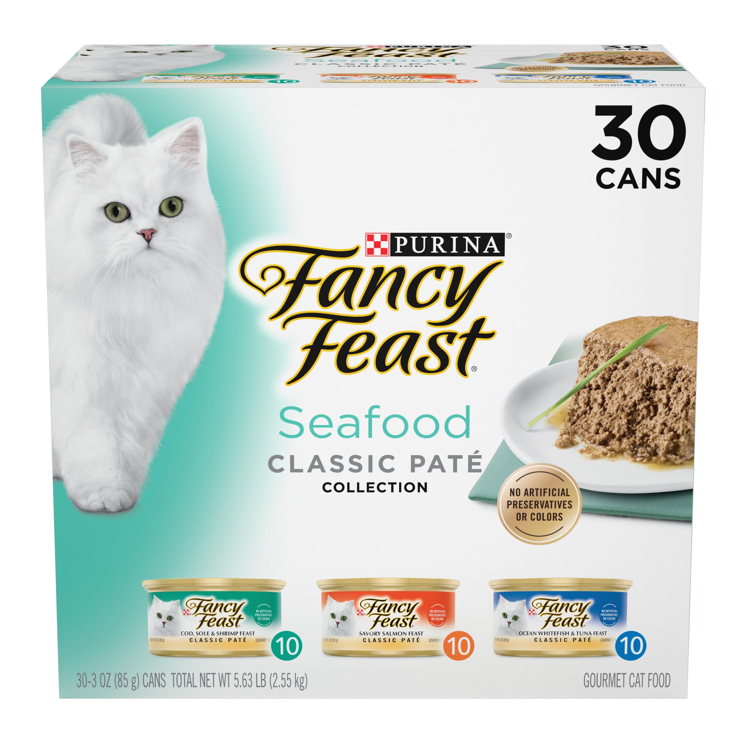 Fancy Feast Classic Seafood Feast Variety Cat Food, 3 oz, 30 Count by