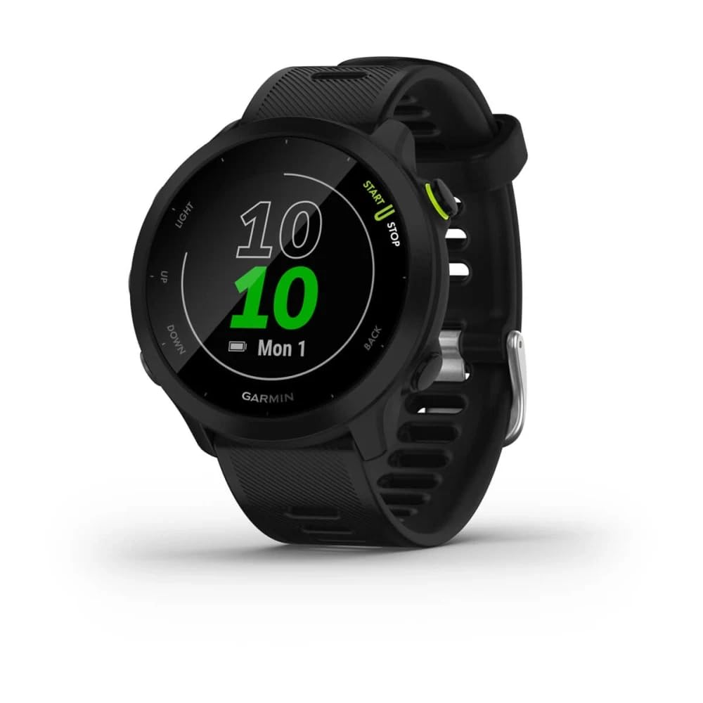 Garmin Forerunner 55, Reloj inteligente para running con GPS, Planes de entrenamiento, Notificaciones y seguimiento del bienestar, Color Negro