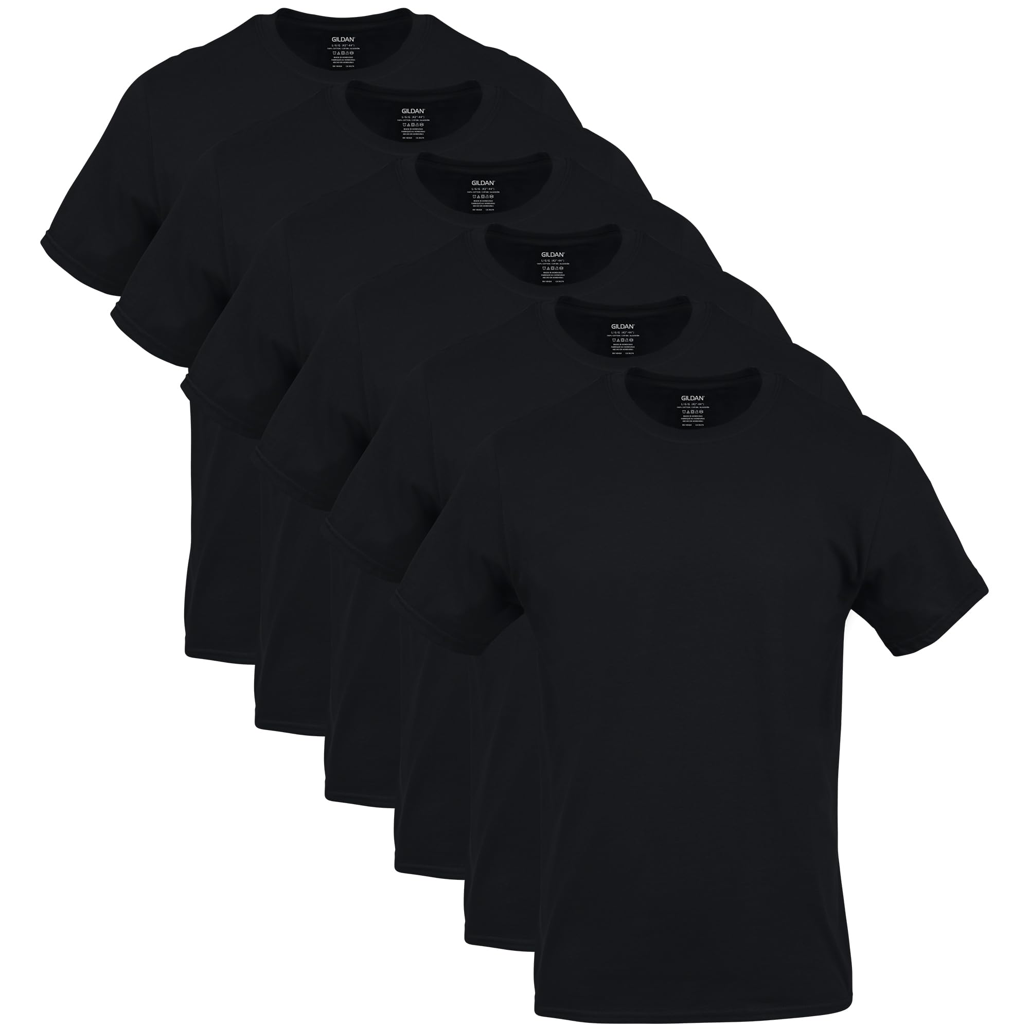 Gildan - Camiseta para Hombre, Estilo G1100 (Paquete de Varias Unidades), Negro (6 Unidades), X-Large