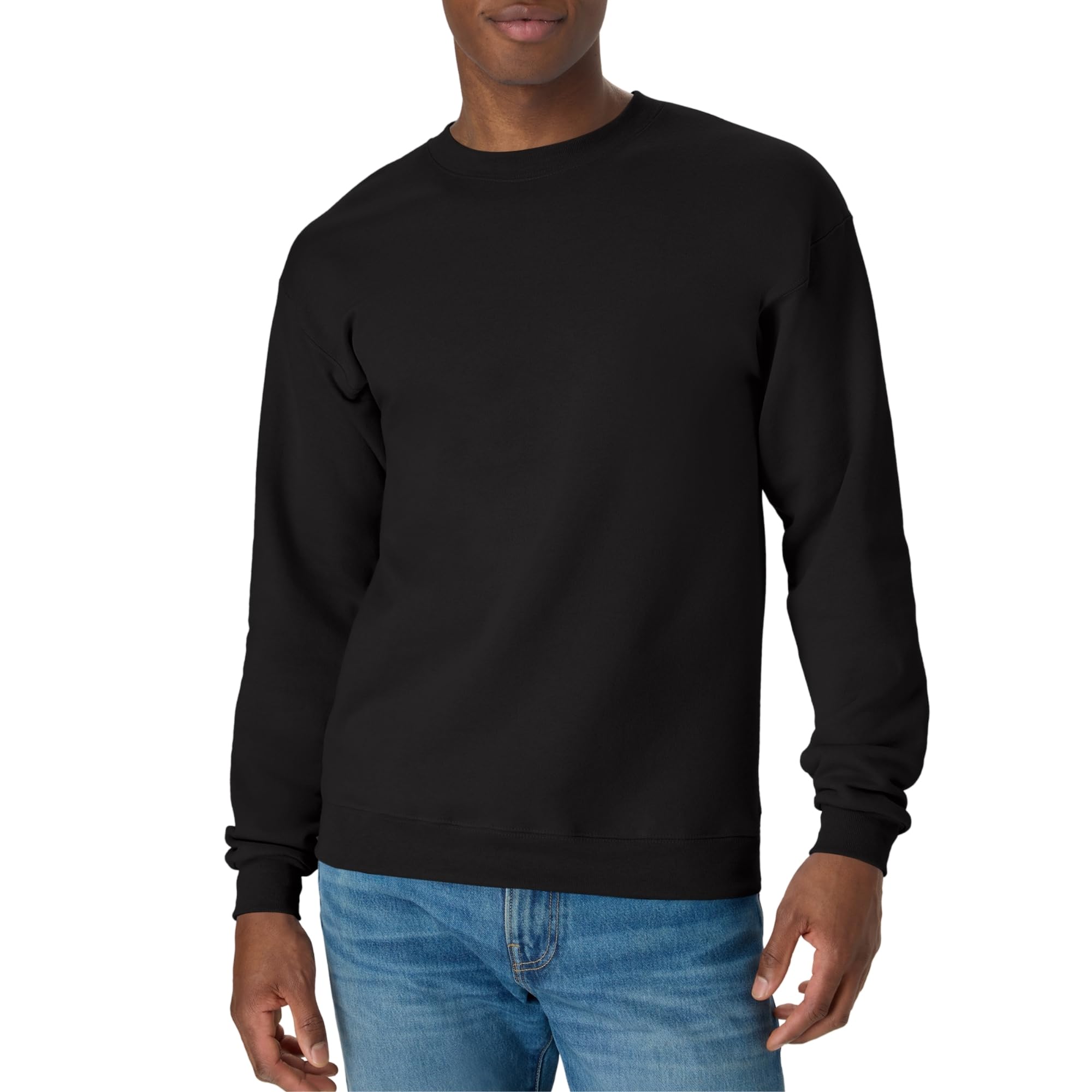 Hanes Ecosmart Fleece, Pullover Crewneck Sweatshirt, 1 Or 2 Pack Sudadera, Negro, L para Hombre