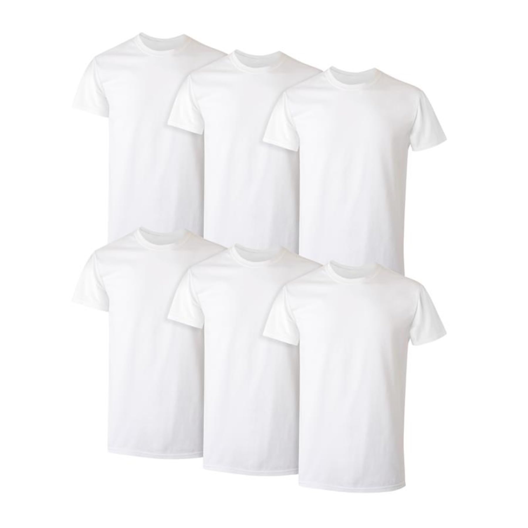 Hanes Mens White Crew Neck 6-Pack (2135P6) -White -L -6PK