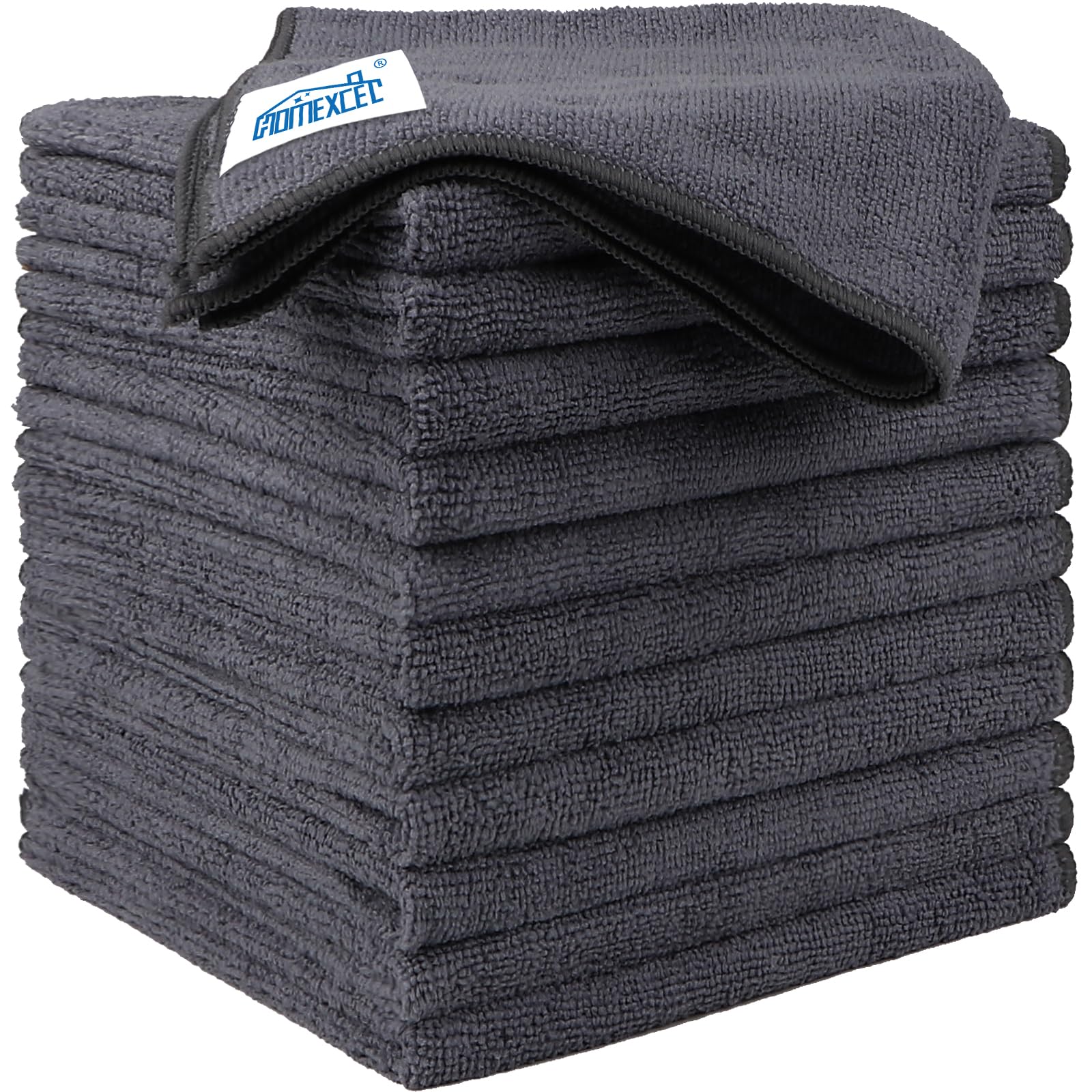 HOMEXCEL - Paños de limpieza de microfibra, paquete de 12 unidades, toalla de microfibra premium de 12.5 x 12.5 pulgadas, color gris
