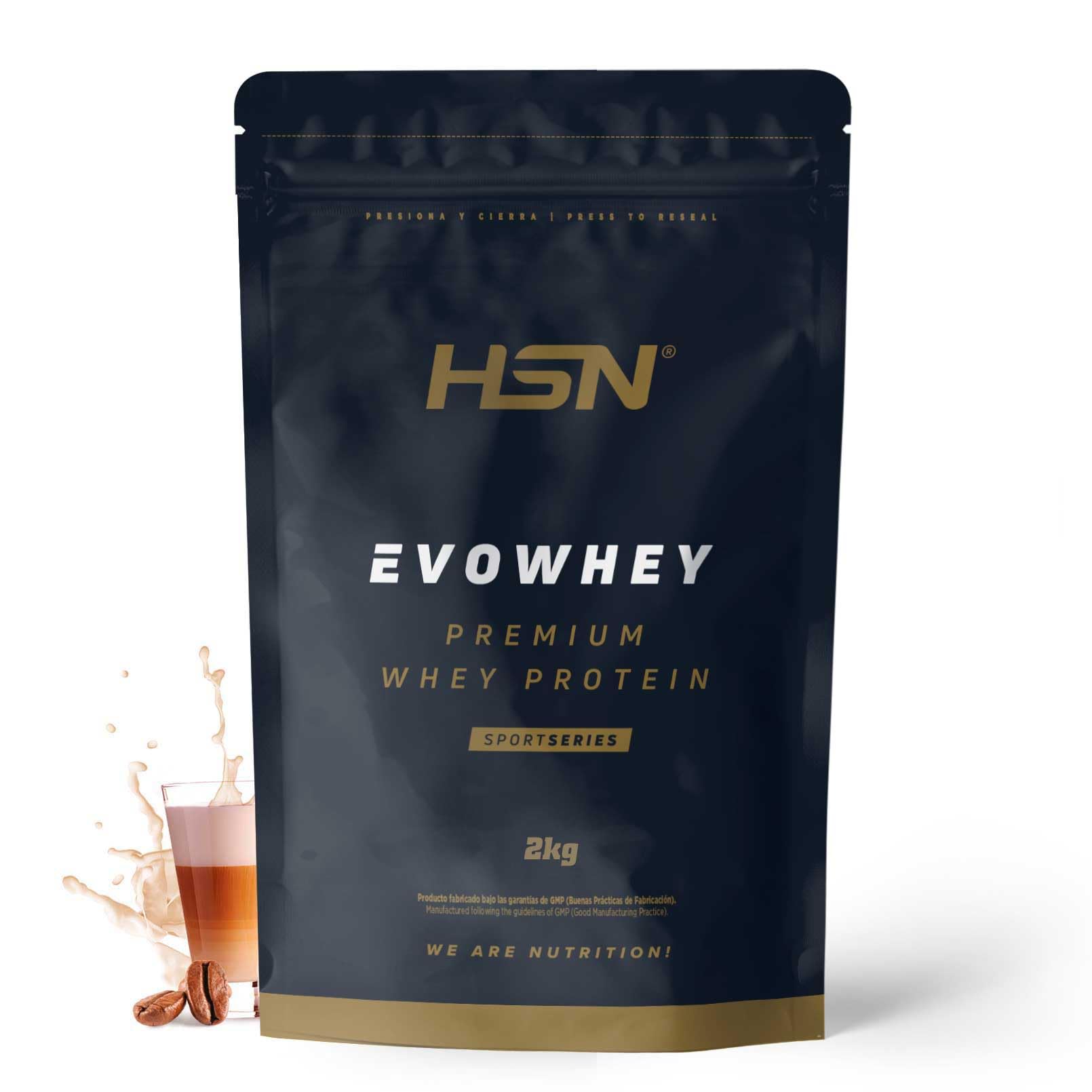 HSN Evowhey Protein | Café con Leche 2Kg = 67 Tomas por Envase Concentrado de ProteÃna de Suero | 100% Whey Protein Concentrate (WPC) | No-GMO, Vegetariano, Sin Gluten ni Soja