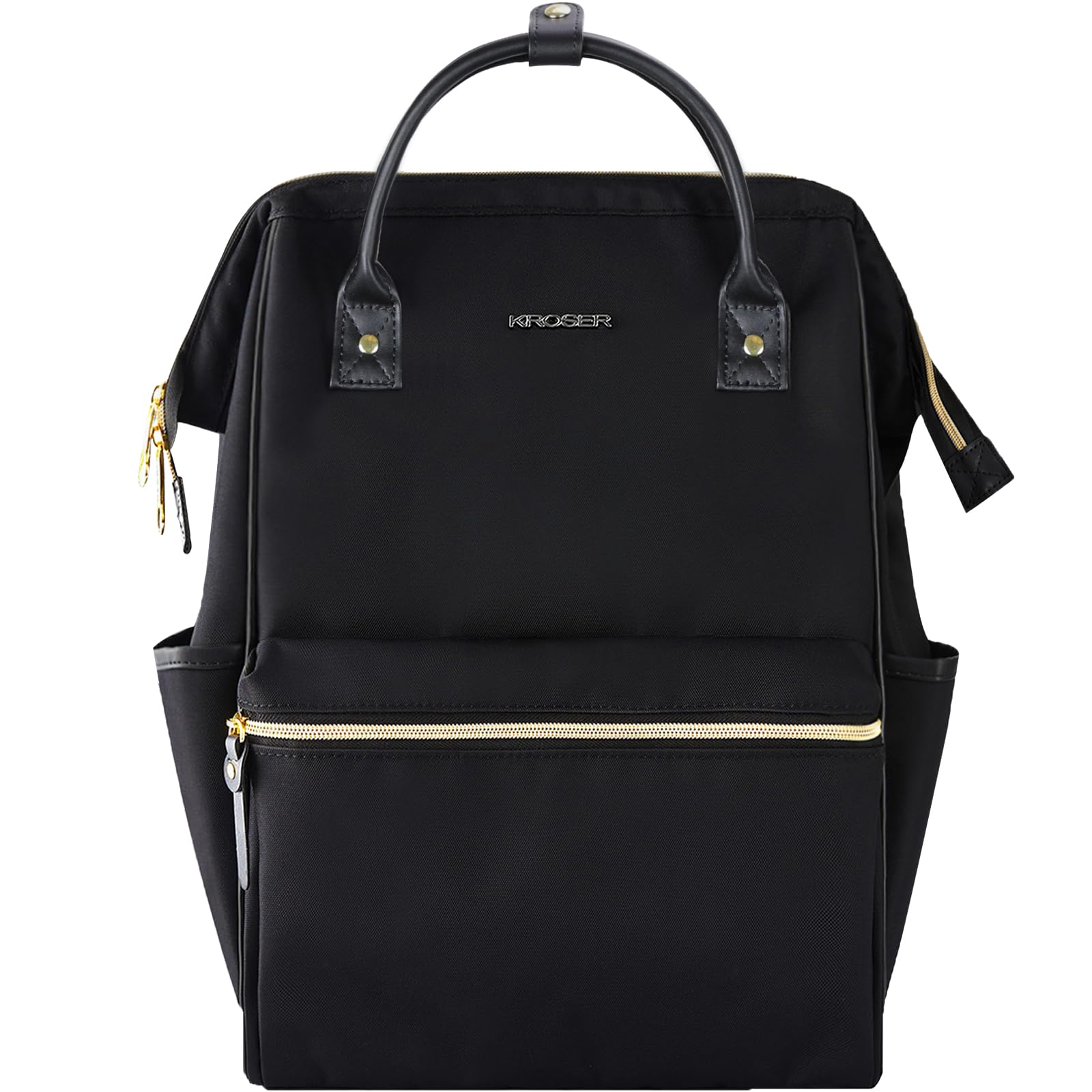 KROSER mochilo para computadora portátil de 17 pulgadas, elegante mochila repelente al agua, casual con puerto USB, para hombres y mujeres, color negro