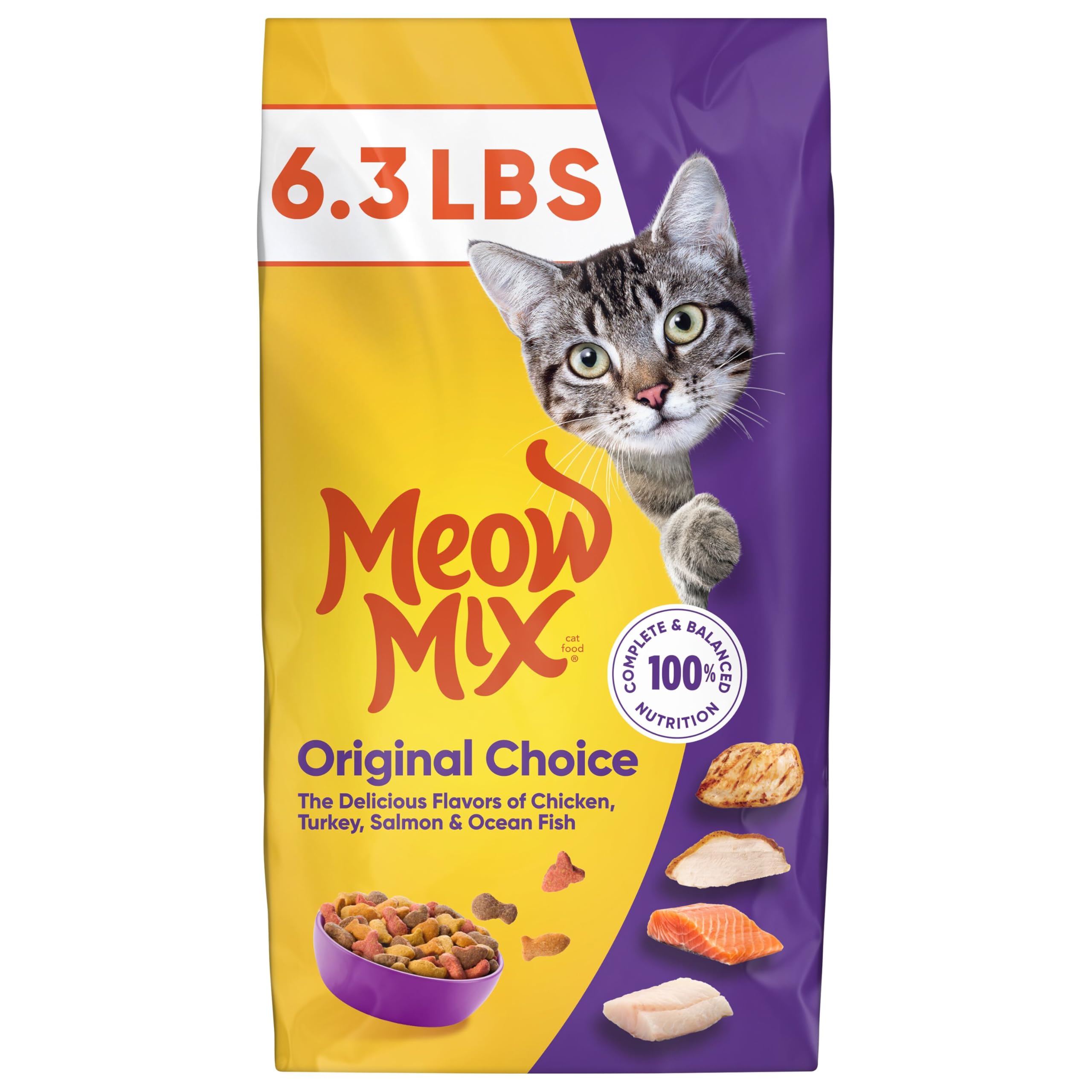 Meow Mix Original Choice - Alimento seco para Gatos, Bolsa de 6.5 Libras