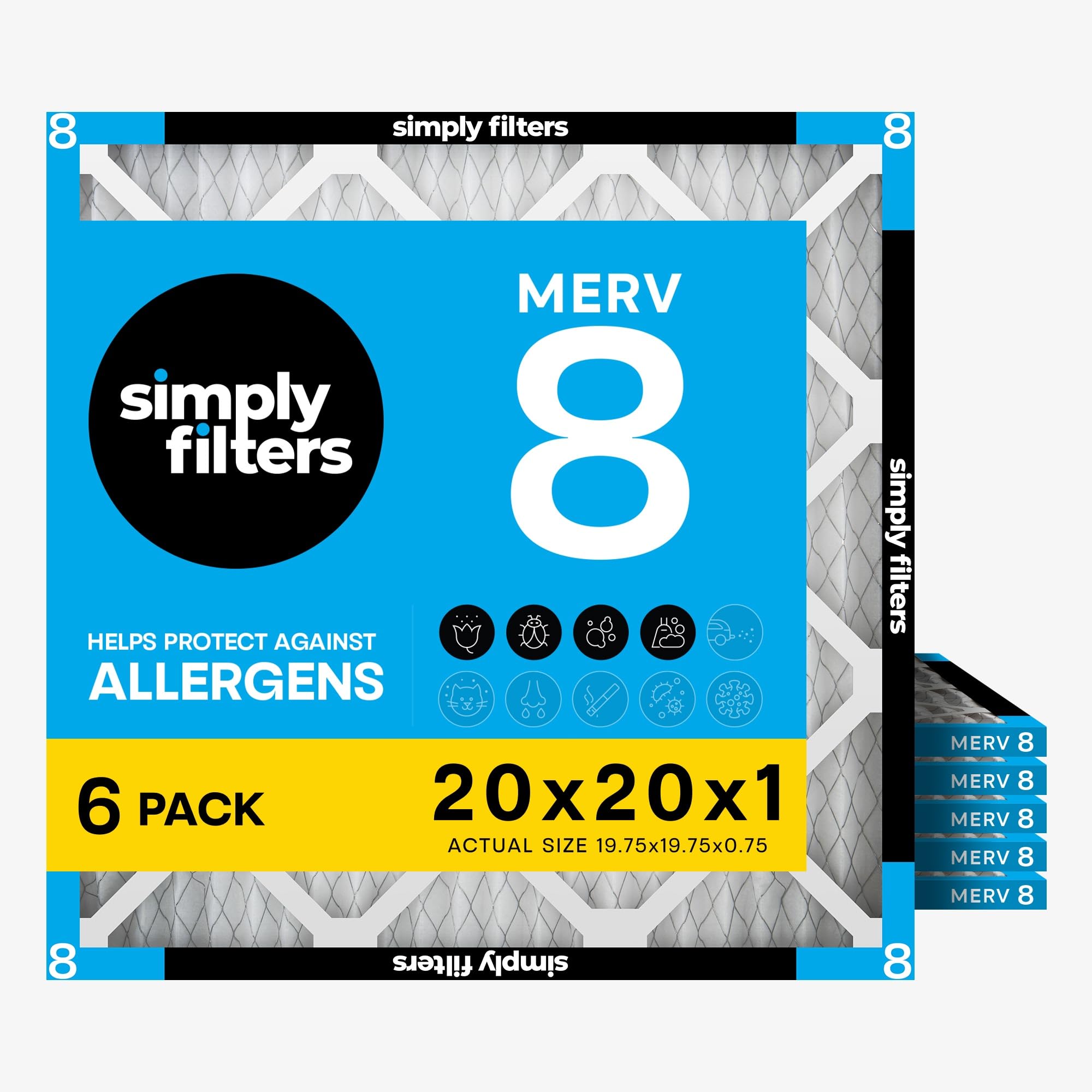 MERV - 8 filtros para aire plisados – filtros de repuesto para horno – Protege contra el polvo, la caspa de mascotas, pelusas y polen