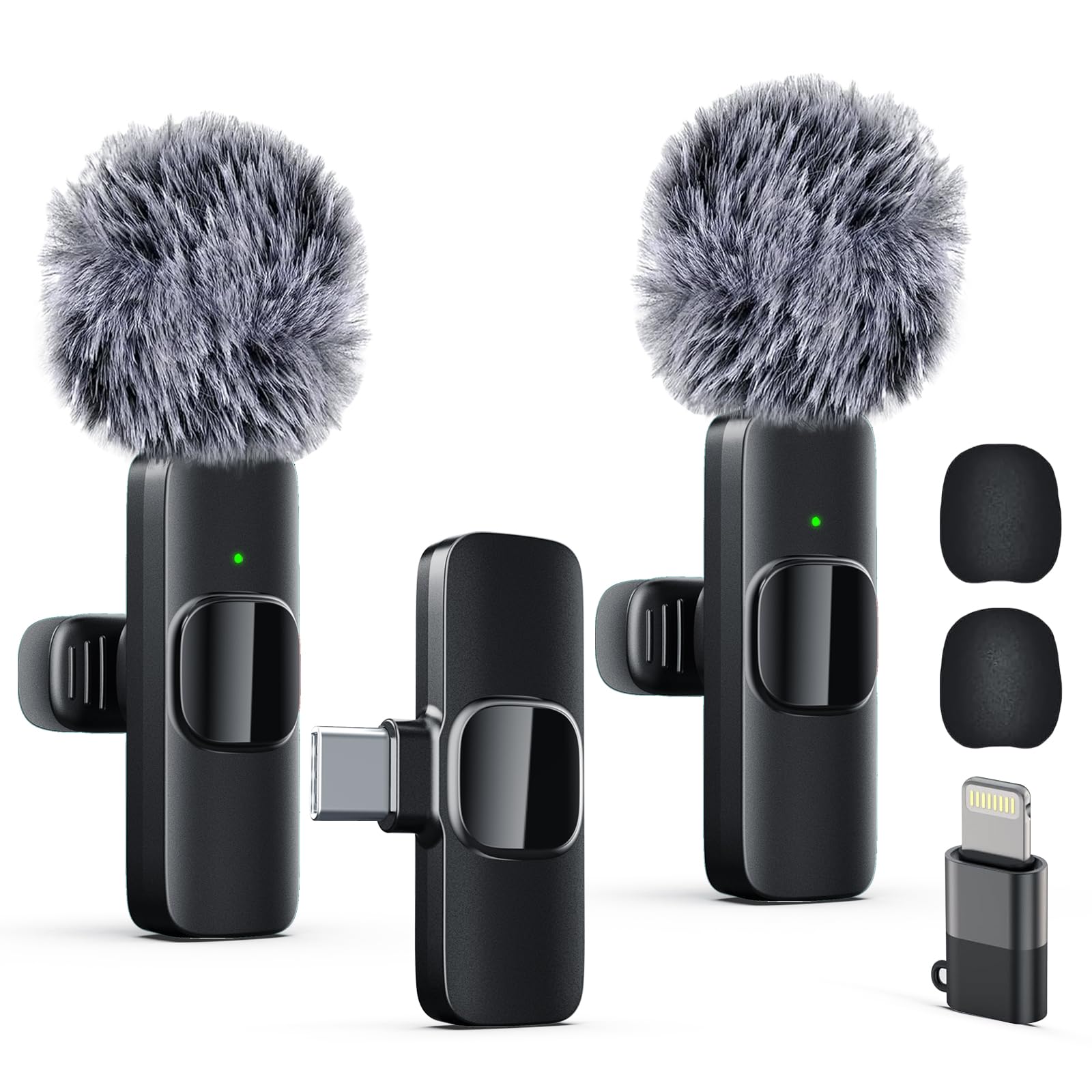Micrófono de solapa inalámbrico profesional dual para iPhone, iPad, mini micrófono de grabación de video para entrevistas, podcast, vlog, YouTube y transmisión en vivo, reducción de ruido, Plug & Play