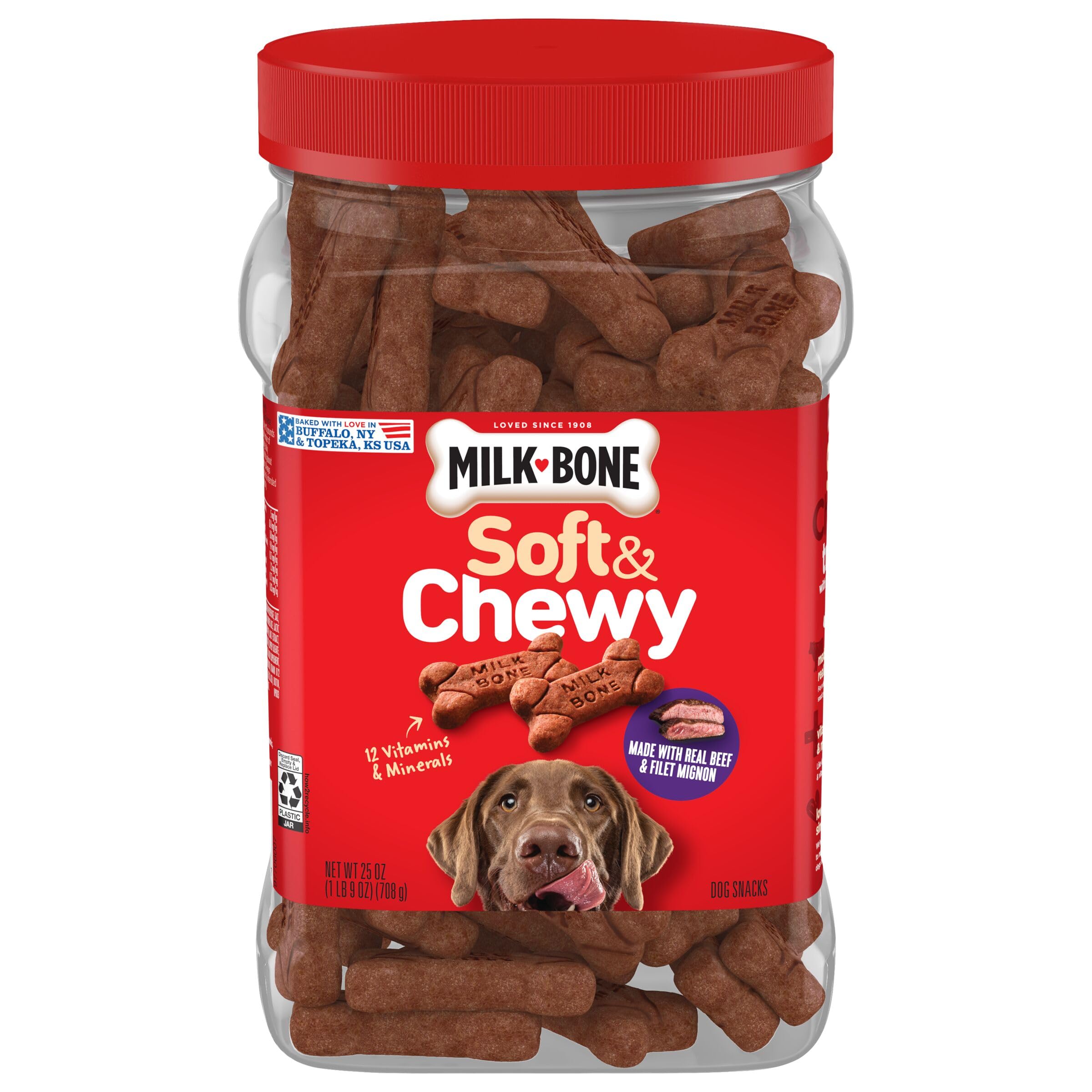 Milk-Bone Soft & Chewy Beef & Filet Mignon Recipe Dog Treats, 25-Ounce by Milk-Bone