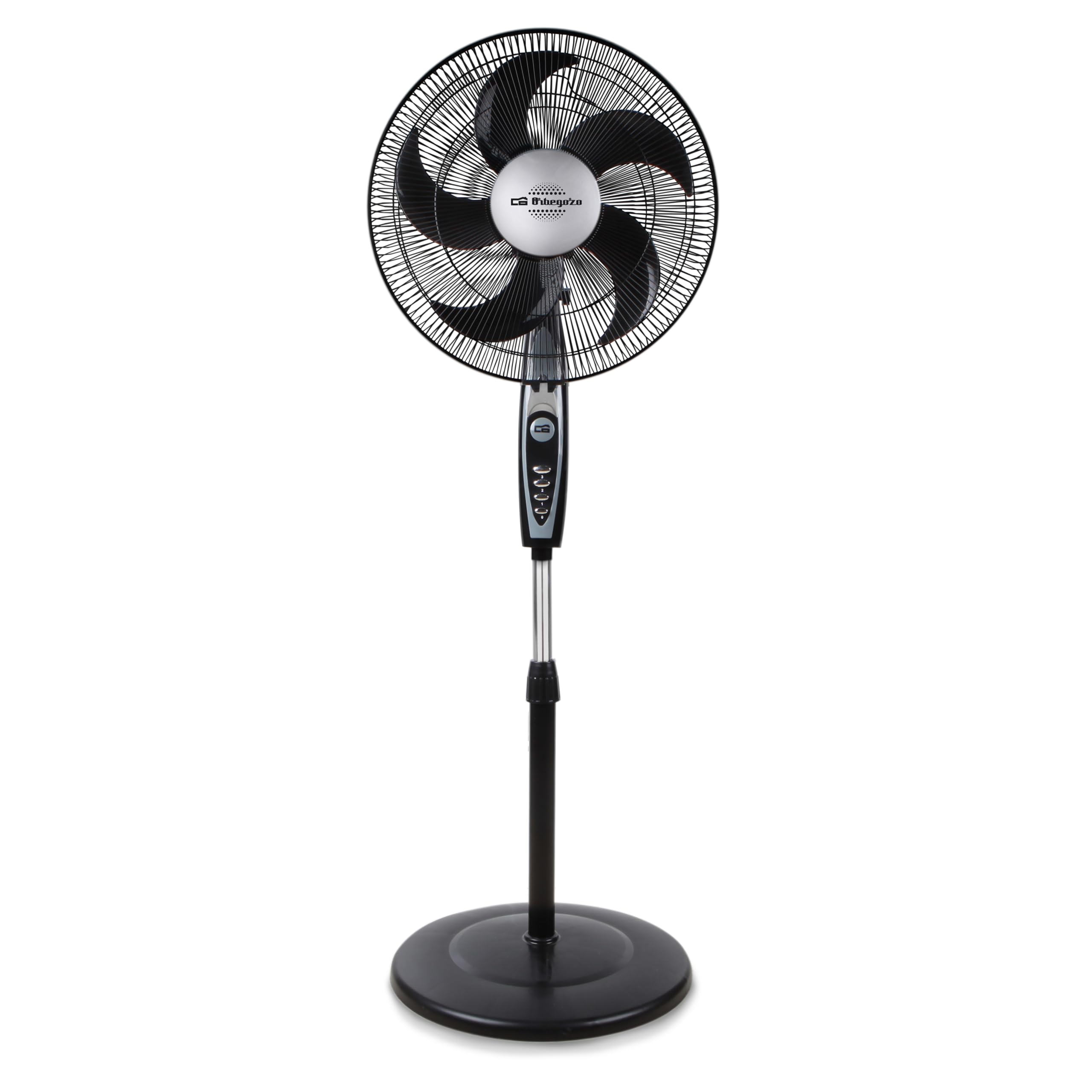 Orbegozo SF 0149, Ventilador de pie, 60 W, 3 velocidades, oscilante, silencioso, cabezal inclinable, altura regulable hasta 128 cm, rejilla de seguridad, tamaño de aspas 40 cm, color negro