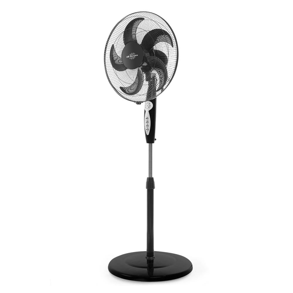 Orbegozo SF 0249 Ventilador de pie, mando a Distancia, temporizador de hasta 6 horas, función oscilante, cabezal inclinable, silencioso, 5 aspas, 60 W, 3 velocidades
