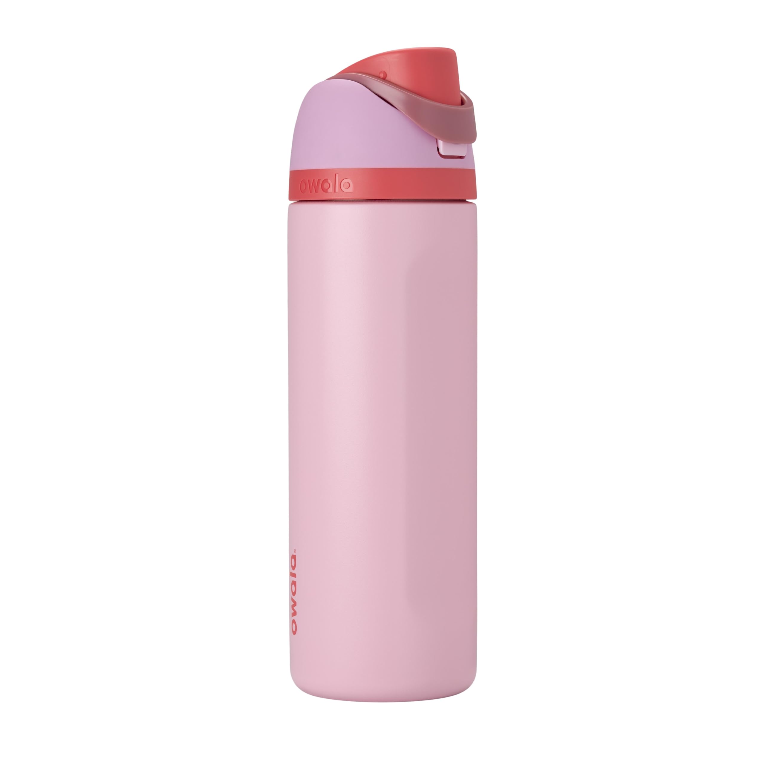 Owala FreeSip botella agua acero inoxidable con pajita, 710 ml - Botella térmica a prueba de fugas para el deporte y los viajes, sin BPA, Angle Food Cake