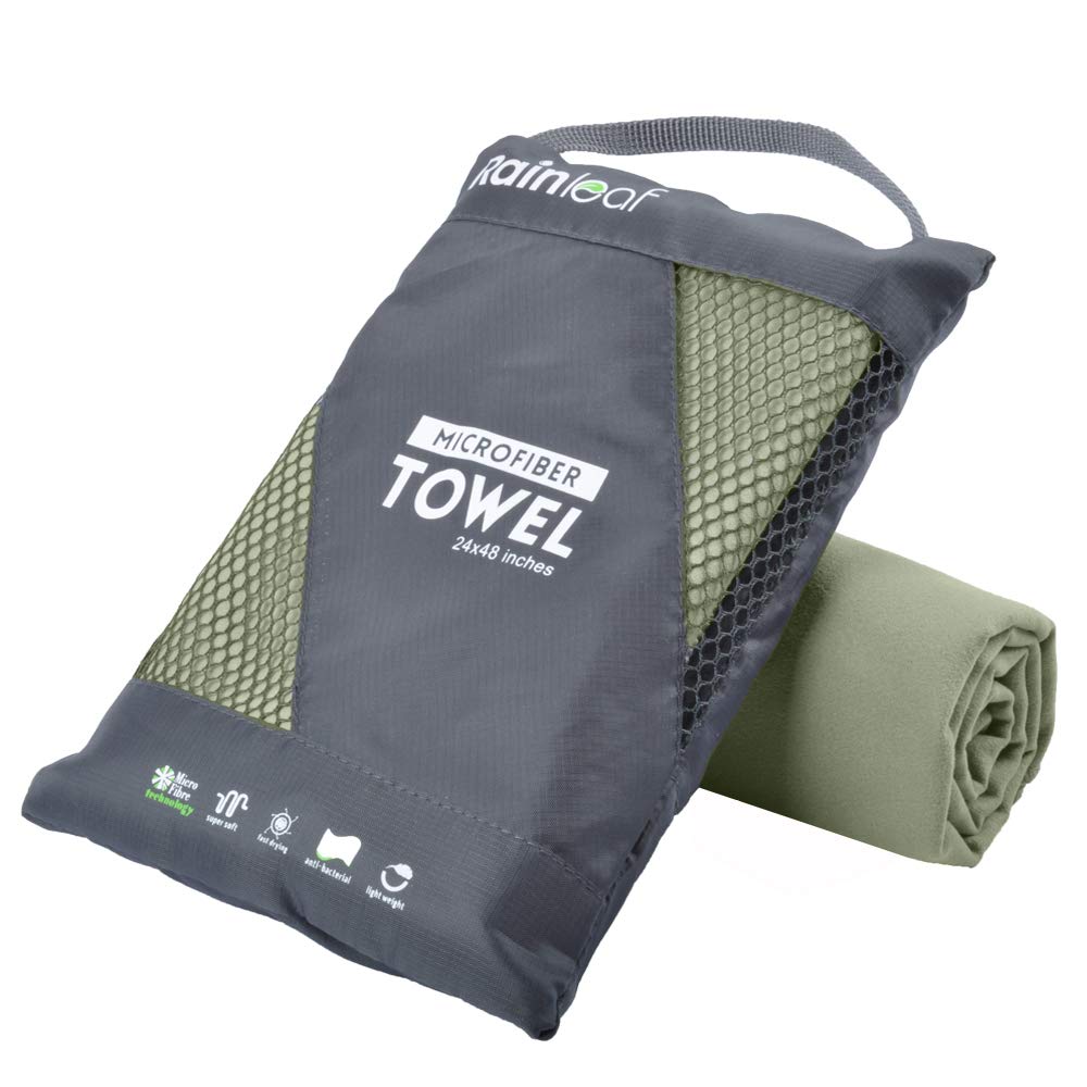 Rainleaf Toalla de Microfibra, 24 x 48 Pulgadas, Verde Militar.