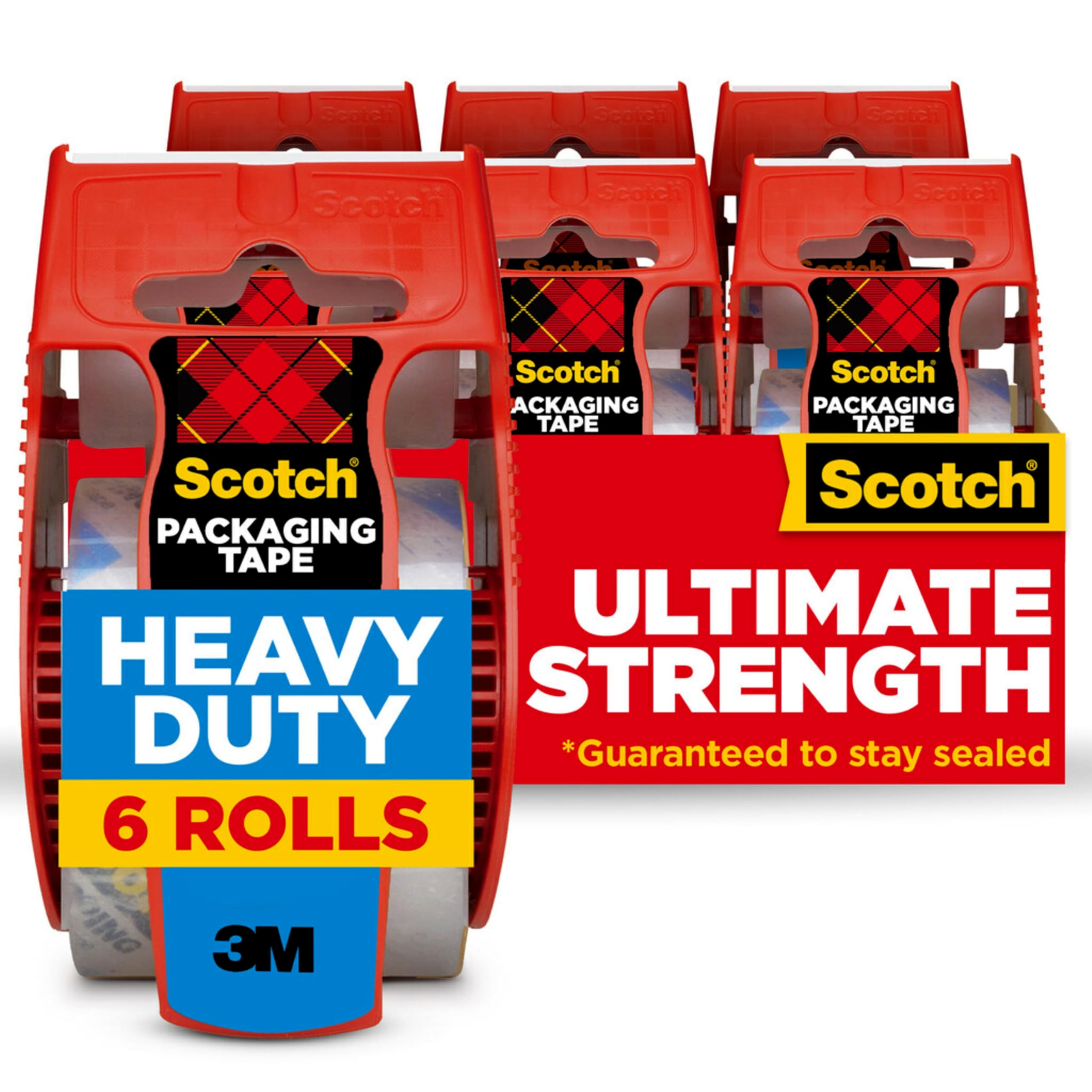 Scotch Heavy Duty Packaging Tape, 1.88 Inches x 800 Inches, 6 Rolls (142-6) (1, DESIGN 1) by