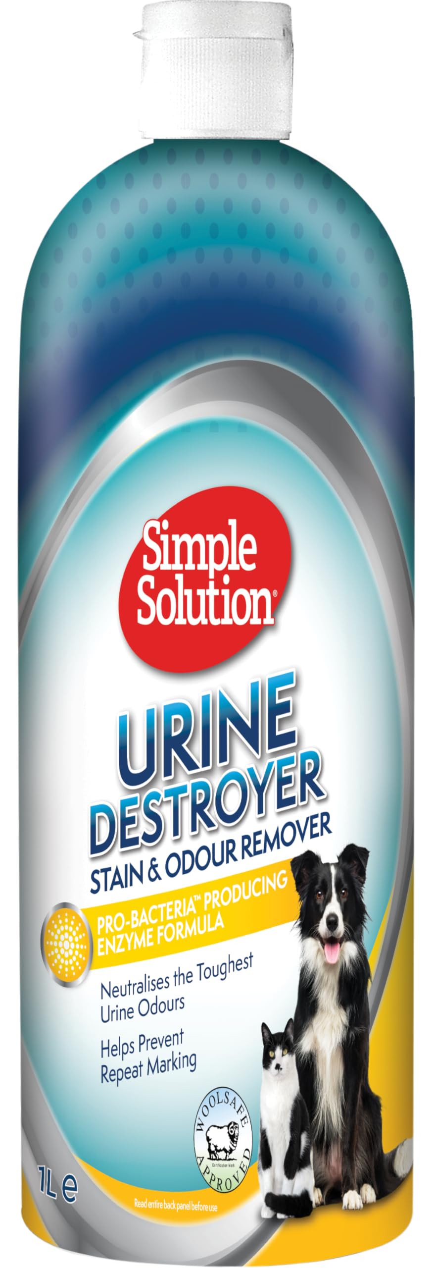 Simple Solution Limpiador EnzimÃ¡tico Destructor, Removedor de Manchas y Olores de Mascotas con Poder de Limpieza Pro-Bacterias, 1 L