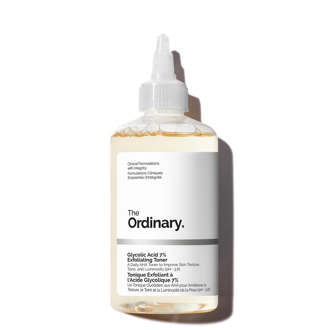 The Ordinary Glycolic Acid 7% Exfoliating Toner, Tónico Exfoliante con Ácido Glicólico, Tónico diario iluminador y suavizante para un tono de piel más uniforme, 240 ml