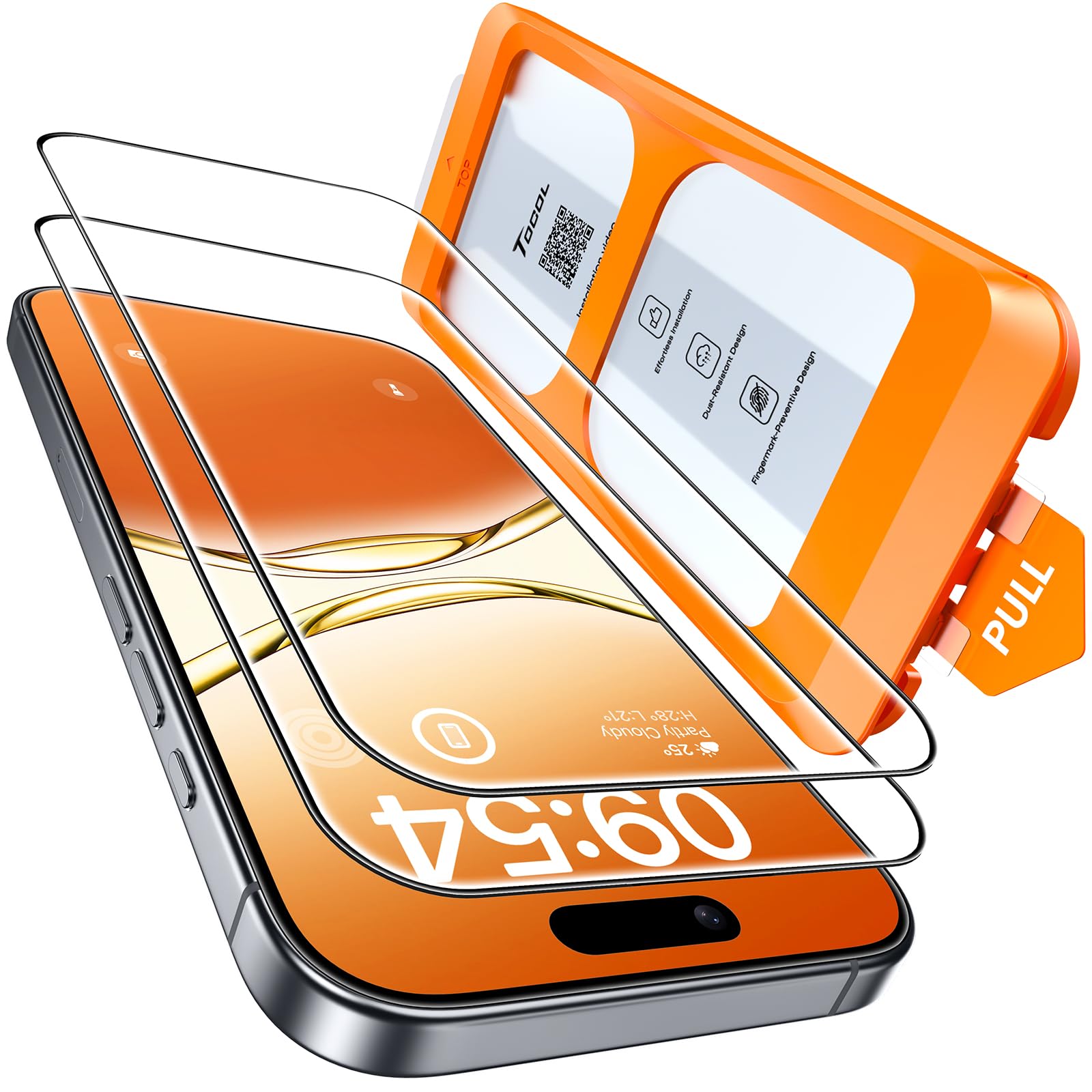TOCOL 2 Piezas Protector Pantalla para iPhone 17, 6,3 Pulgadas, Alineación Automática para Instalación Rápida sin Burbujas, Cristal Templado de Dureza 9H+, Transparente