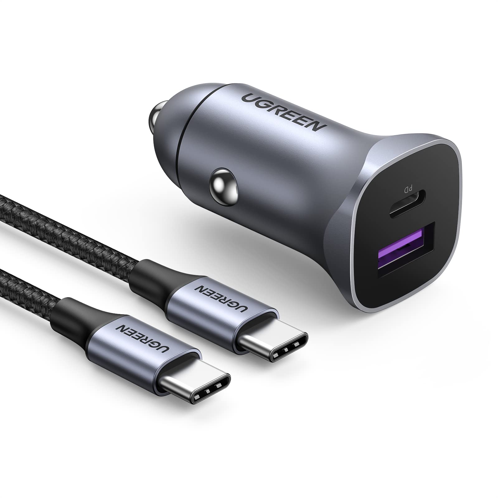 UGREEN 30W Cargador Coche USB C con Cable 1M Carga RÃ¡pida PD QC 3.0 PPS