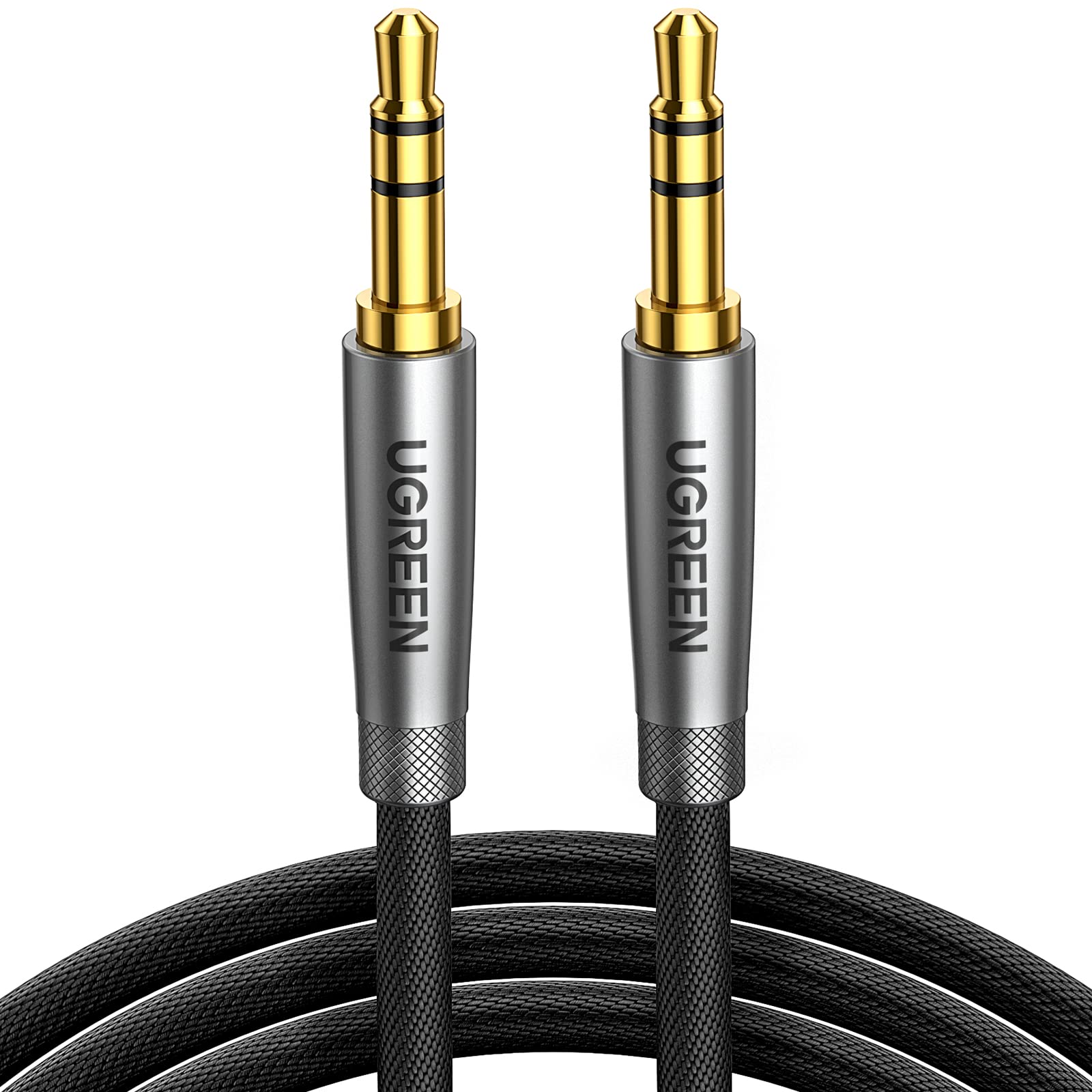 UGREEN Cable Audio Jack 3.5mm Macho HiFi Estéreo Nylon Trenzado Auxiliar Compatible con Autoradio Auriculares Altavoz TV iPhone MP3 (1M)