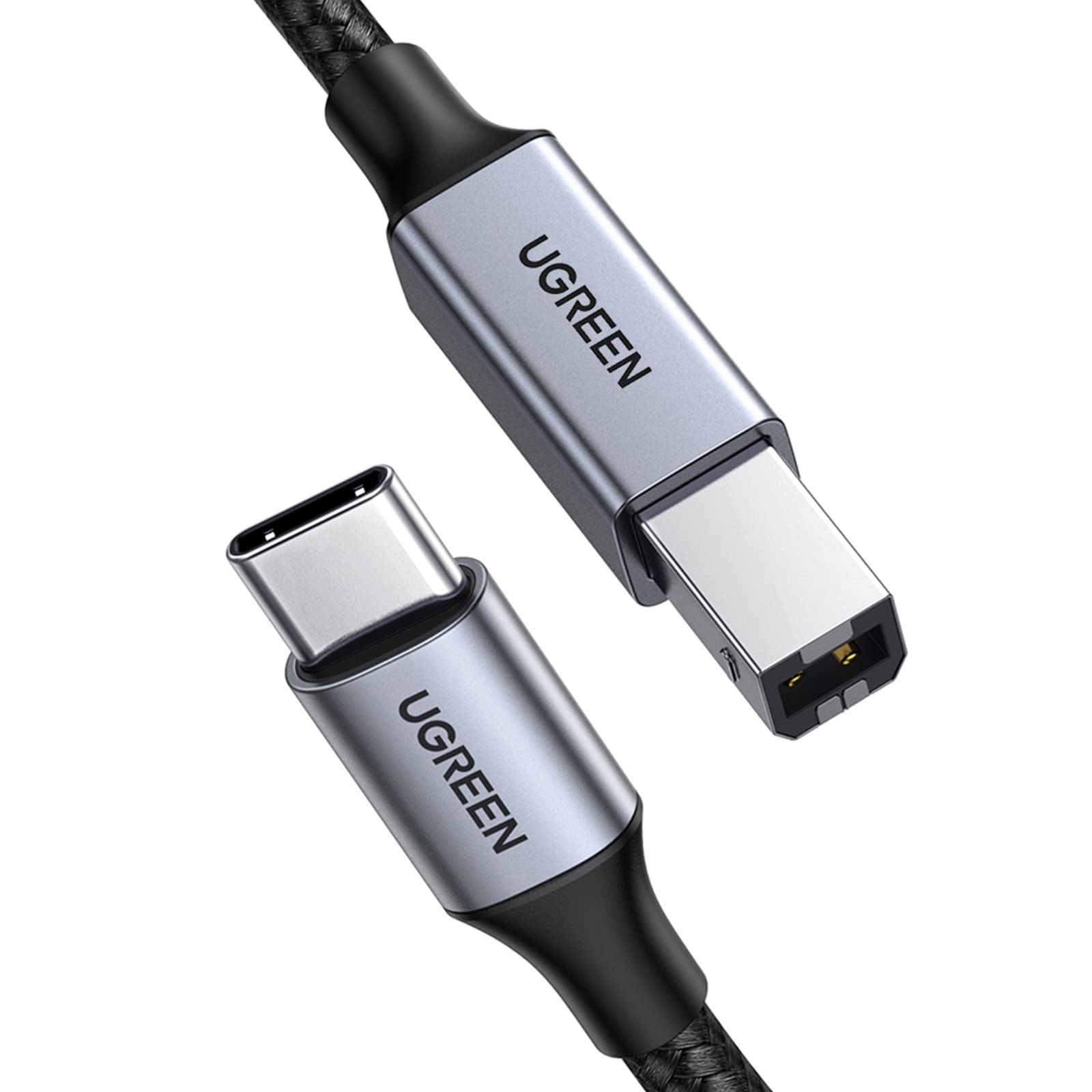 UGREEN Cable de Impresora USB C a Tipo B 2.0 Compatible con MacBook Pro, iPad, ASUS, HP, Epson, Brother, Lexmark, Canon (2 Metros)