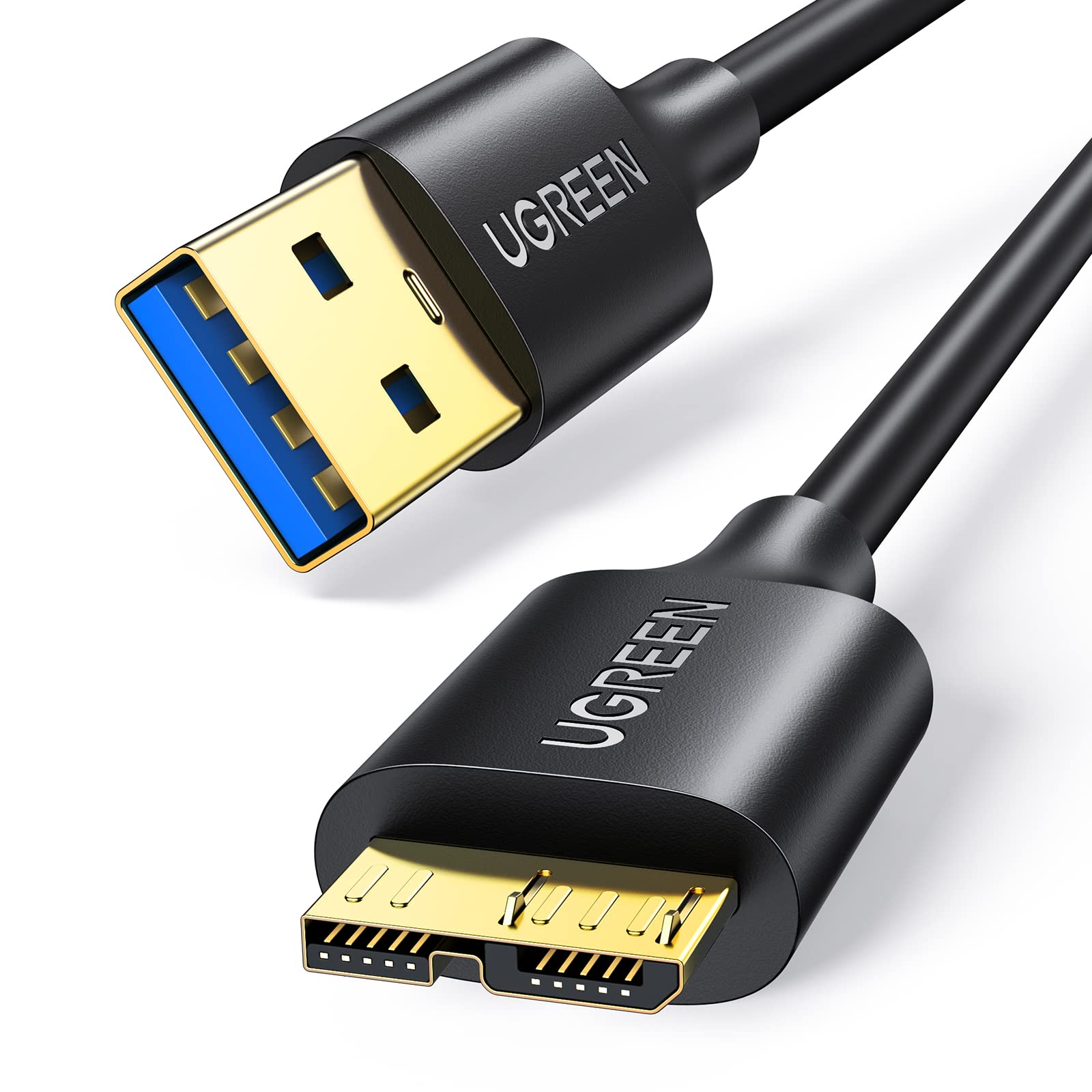 UGREEN Cable USB 3.0 a Micro B 5Gbps Compatible con Galaxy Note S5, Disco Duro Toshiba Canvio Basic, Seagate Backup, Maxtor M3, WD My Passport (0.5 M)
