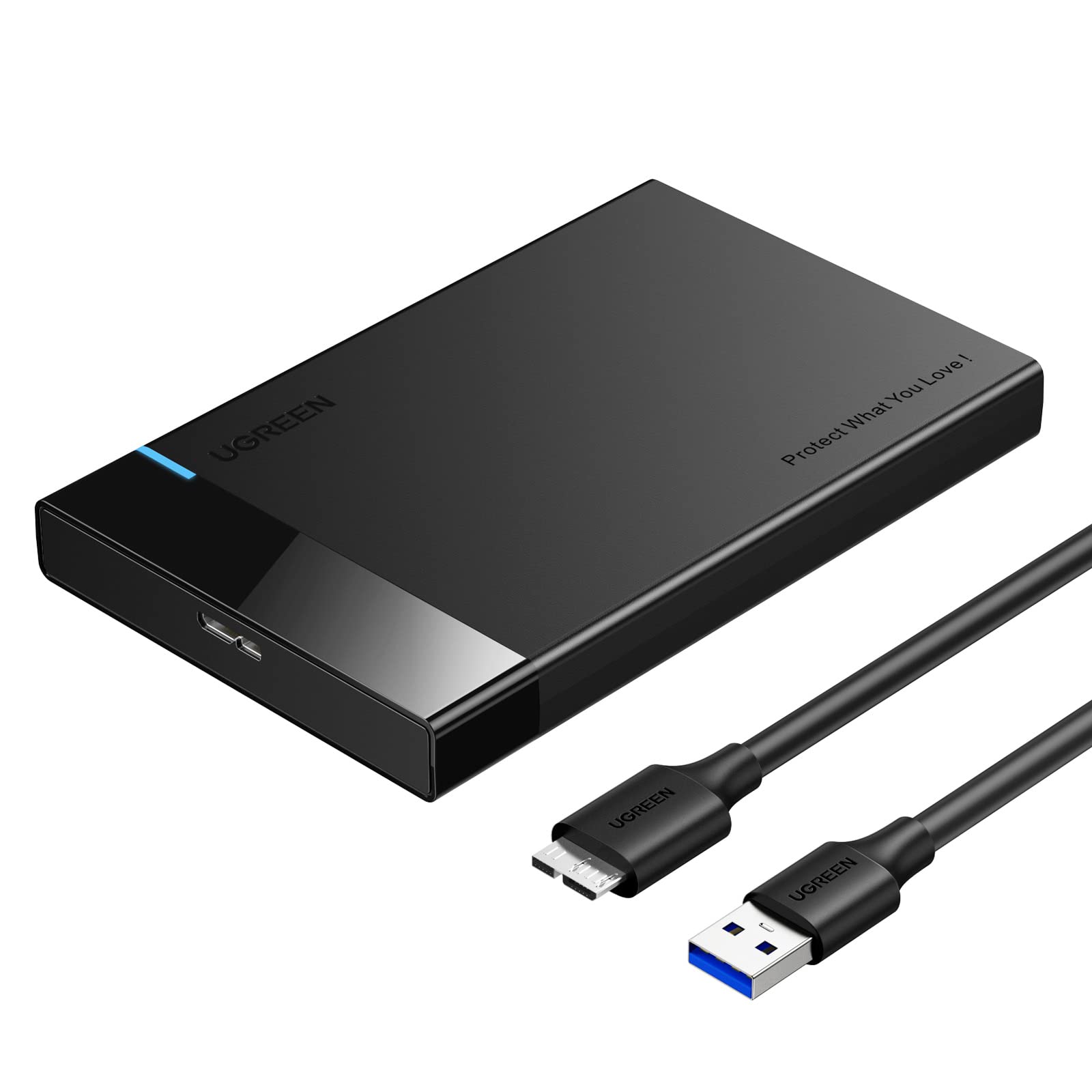 UGREEN Carcasa Disco Duro 2.5" USB 3.0 con UASP Caja 2,5 HDD SSD SATA I/II/III de 7mm 9.5mm, 6TB MAX Compatible con MacBook, Xbox X/S, PS4, TV con Cable