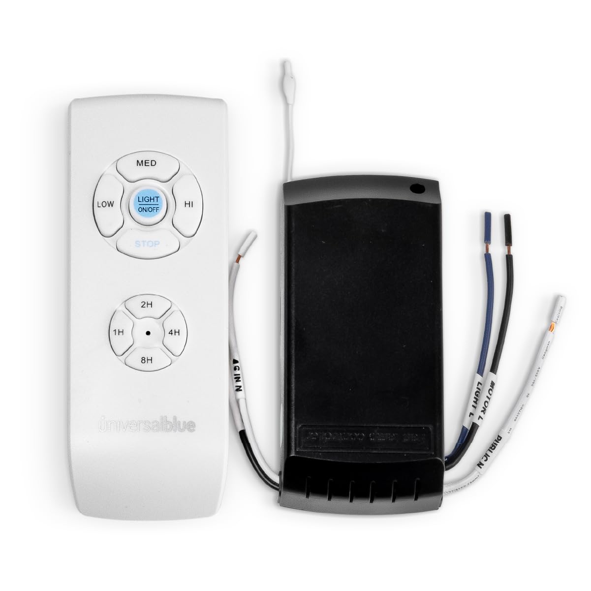 UNIVERSALBLUE Mando a Distancia Universal para Ventilador de Techo con 3 Velocidades | Control Remoto con 4 Temporizadores y Luz - Lámpara | Fácil Instalación (1 SET)